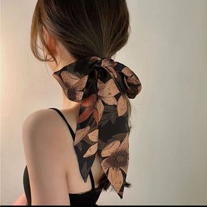 Brown Flower Hair Scarf
